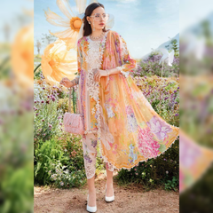 SR-MB464 Unstitched Digital Printed Lawn Suit 3pc With Voil Lawn Digital Printed Dupatta & Embroidered Patches