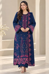 LF-RR2930 Dhanak Unstitched Fully Embroided Chikenkari 3pc Suit With Fully Embroided Dhanak Shawl