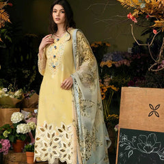 SR-MS2570 Unstitched Embroidered Lawn 3pc Suit With Cotton Lawn Printed Dupatta