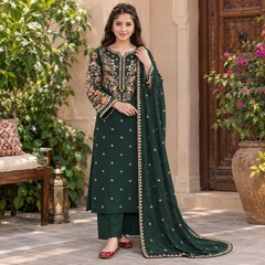 LF-D3000 HIGHLY RECOMMENDED (8.2 Meters) Unstitched Fully Embroidered Dhanak Suit With Embroidered Dhanak Shawl