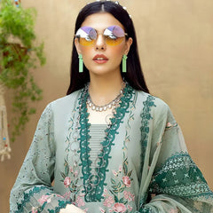 SR-LM16 Lawn Unstitched Embroidered 3pc Suit With Organza Embroidered Dupatta