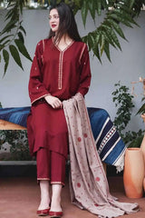 SR-BR1110 Unstitched Heavy Embroidered Dhanak Suit Embroidered Dhanak Shawl