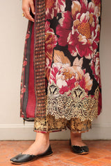 SR-BQ38 Digital Printed Khaddar Suit 3pc with Khaddar Digital Printed Dupatta & Embroidered Patches