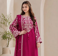 LF-BT2835B Unstitched Fully Embroidered Lawn Suit With Embroidered Bamber Chiffon Dupatta