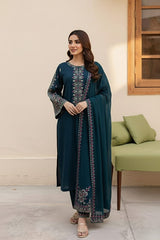 SR-LM585 Unstitched Embroidered Lawn Suit 3pc With Bamber Chiffon Embroidered Dupatta
