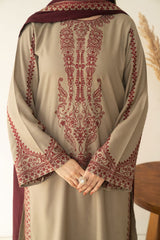 SR-KD910 Unstitched Heavy Embroidered Dhanak Suit With Embroidered Dhanak Shawl