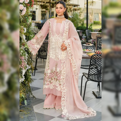 LF-EL2710 Lawn Unstitched Embroidered 3pc Suit With Cotton Net Embroidered Dupatta