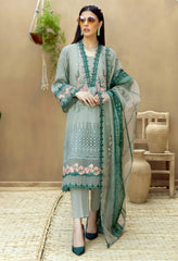 SR-LM16 Lawn Unstitched Embroidered 3pc Suit With Organza Embroidered Dupatta