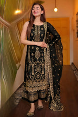 LF-LM56 3Pc Unstitched Embroidered Lawn Suit With Organza Embroidered Dupatta
