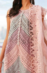 LF-MB2805A Lawn Unstitched Fully Embroidered 3pc Suit With Organza Digital Printed Dupatta With Embroided Four Side Laces