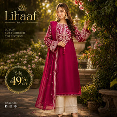 LF-BT2835B Unstitched Fully Embroidered Lawn Suit With Embroidered Bamber Chiffon Dupatta