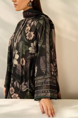 SR-BQ33 Digital Printed Khaddar Suit 3pc with Khaddar Digital Printed Dupatta & Embroidered Patches