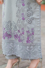 LF-842 Chikenkari Embroidered Lawn Suit 3pc With Embroidered Chiffon Dupatta
