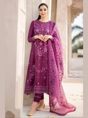 SR-CS84 Lawn Unstitched Embroidered 3pc Suit With Organza Embroidered Dupatta
