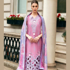 SR-MS2570B Unstitched Embroidered Lawn 3pc Suit With Cotton Lawn Printed Dupatta