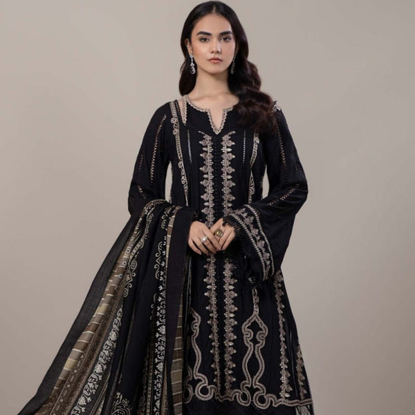 SR-49 Unstitched Embroidered Dhanak Suit With Embroidered Dhanak Shawl