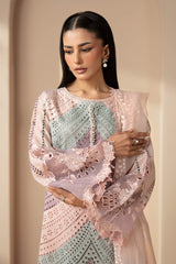 LF-MB2805A Lawn Unstitched Fully Embroidered 3pc Suit With Organza Digital Printed Dupatta With Embroided Four Side Laces