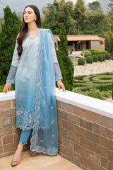 SR-MB510 Lawn Unstitched Embroidered 3pc Suit With Embroidered Organza Dupatta