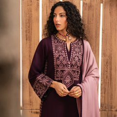 SR-RP605 Unstitched Embroidered Dhanak Suit With Embroidered Dhanak Shawl