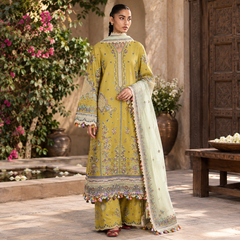 LF-HR3040 Dhanak Unstitched Fully Embroidered 3pc Suit With Fully Embroidered Chiffon Dupatta
