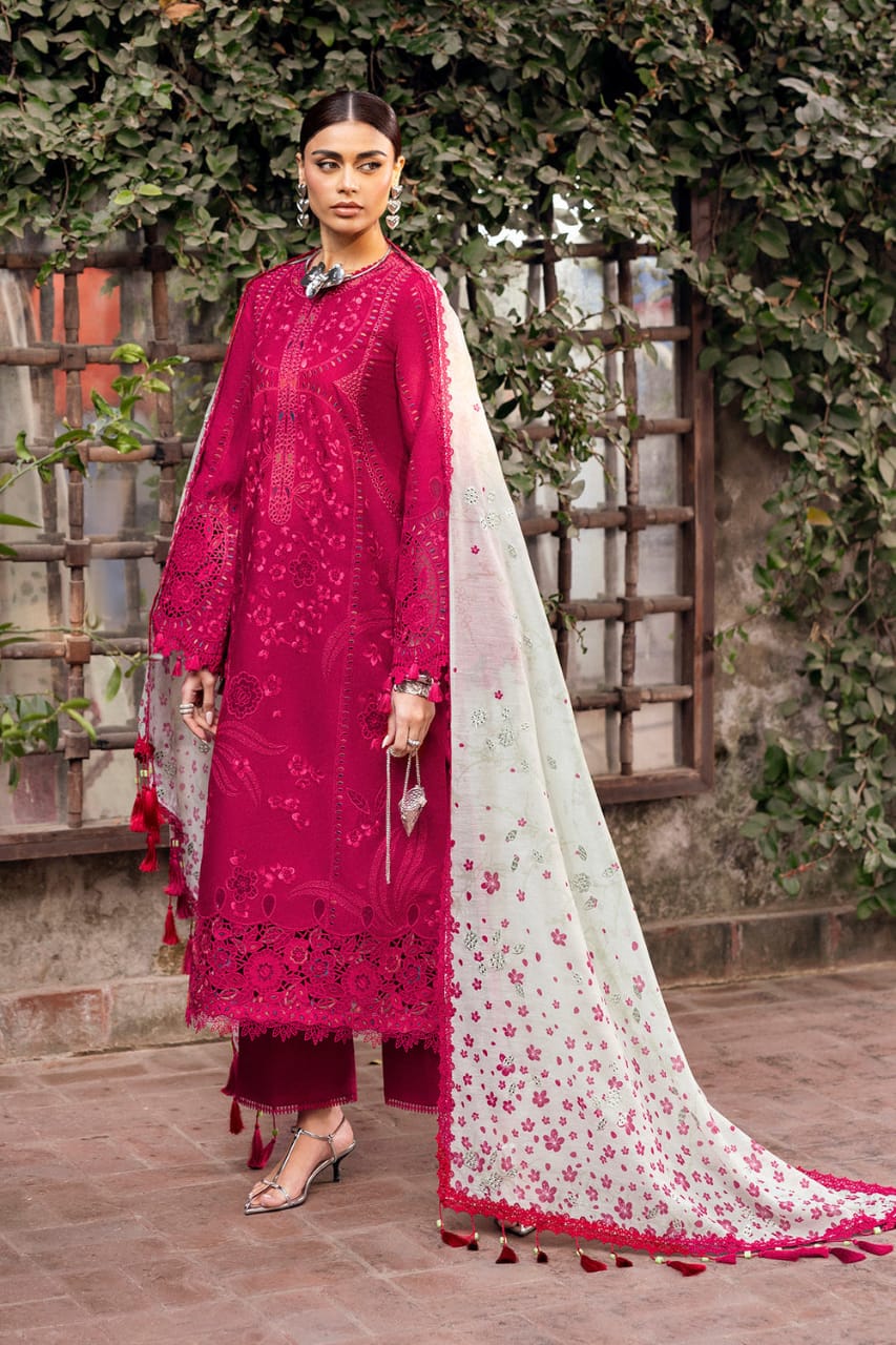 LF-JZ2760 Lawn Unstitched Embroidered 3pc Suit With Monar Digital Printed Dupatta