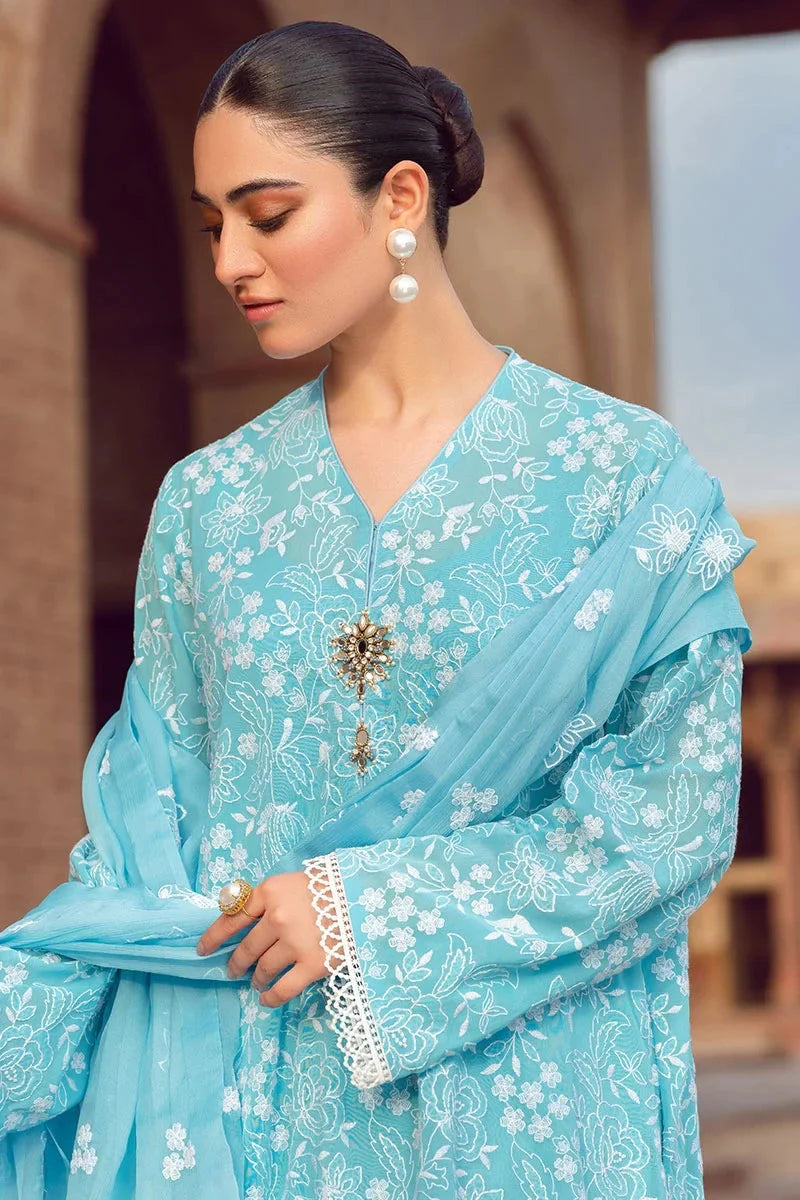 LF-BR08 Lawn 3Pc Embroidered Suit with Bamber Chiffon Embroidered Dupatta