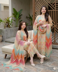 LF-BQ201 Digital Printed Lawn Suit 3pc With Monar Digital Printed Dupatta