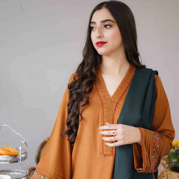 SR-GA1120 Unstitched Heavy Embroidered Dhanak Suit Embroidered Dhanak Shawl