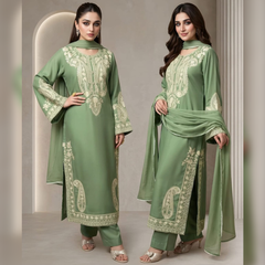 LF-MR2740 Unstitched Embroidered Lawn Suit 3pc With Bamber Chiffon Embroidered Dupatta