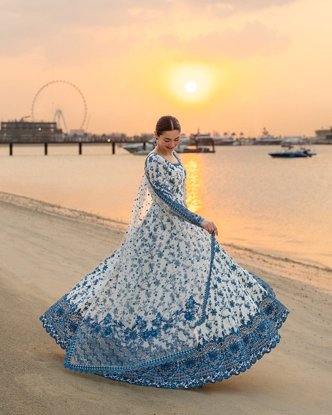 Highly Recommended LF-FS1000 Lawn Unstitched Frock Fully Embroidered 3pc Suit With Organza Embroidered Dupatta