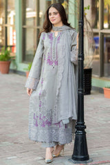 SR-842 Unstitched Embroidered Dhanak Suit 3pc With Embroidered Dhanak Shawl