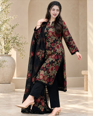 LF-D346 HIGHLY RECOMMENDED (8.2 Meters) Dhanak Unstitched Embroidered 3pc Suit With Dhanak Embroidered Shawl