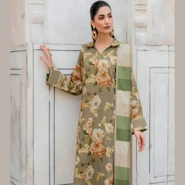 Khaddar 3pc Digital Printed Suit With Digital Printed Khaddar Dupatta