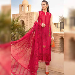 SR-2590B Lawn Unstitched Embroidered 3pc Suit With Organza Embroidered Dupatta