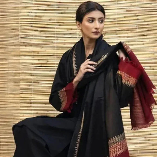 SR-1076 3Pc Unstitched Dhanak Suit with Printed Woolen Shawl