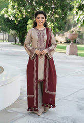 SR-KD910 Unstitched Embroidered Lawn Suit With Lawn Embroidered Dupatta