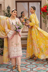 LF-MS22 Embroidered Unstitched 3Pc Chikenkari Lawn Suit With Silk Printed Dupatta