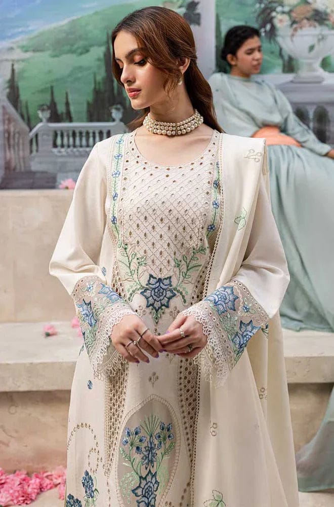 LF-MR2730 Lawn Unstitched Embroidered 3pc Suit With Lawn Embroidered Dupatta
