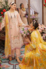 LF-MS22 Embroidered Unstitched 3Pc Chikenkari Lawn Suit With Silk Printed Dupatta