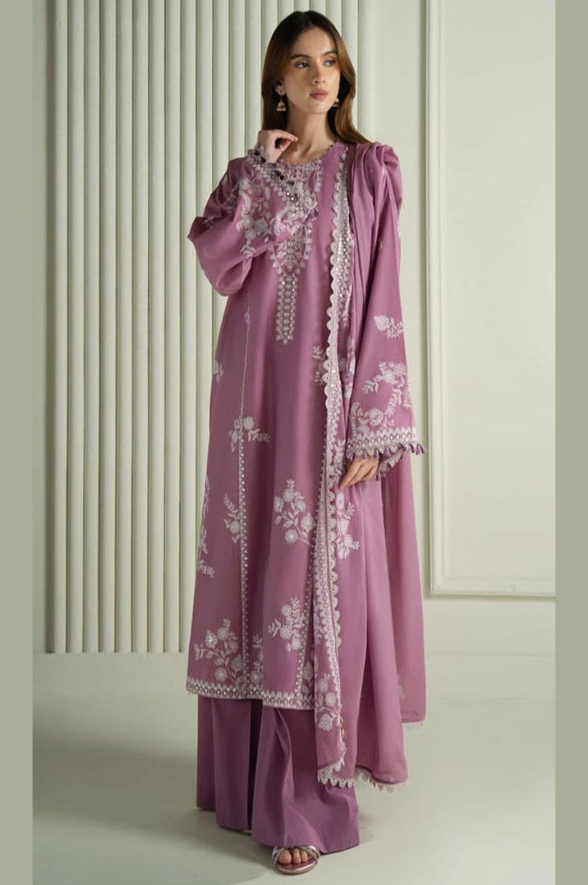 LF-CS900 Unstitched Heavy Embroidered Lawn Suit With Embroidered Lawn Dupatta
