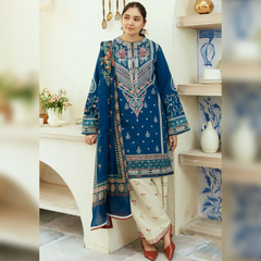 SR-50 Lawn Embroidered 3pc With Printed Chiffon Dupatta