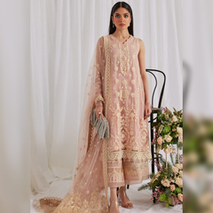 SR-53 Unstitched Embroidered Lawn Suit With Organza Embroidered Dupatta