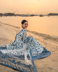 Highly Recommended LF-FS1000 Lawn Unstitched Frock Fully Embroidered 3pc Suit With Organza Embroidered Dupatta