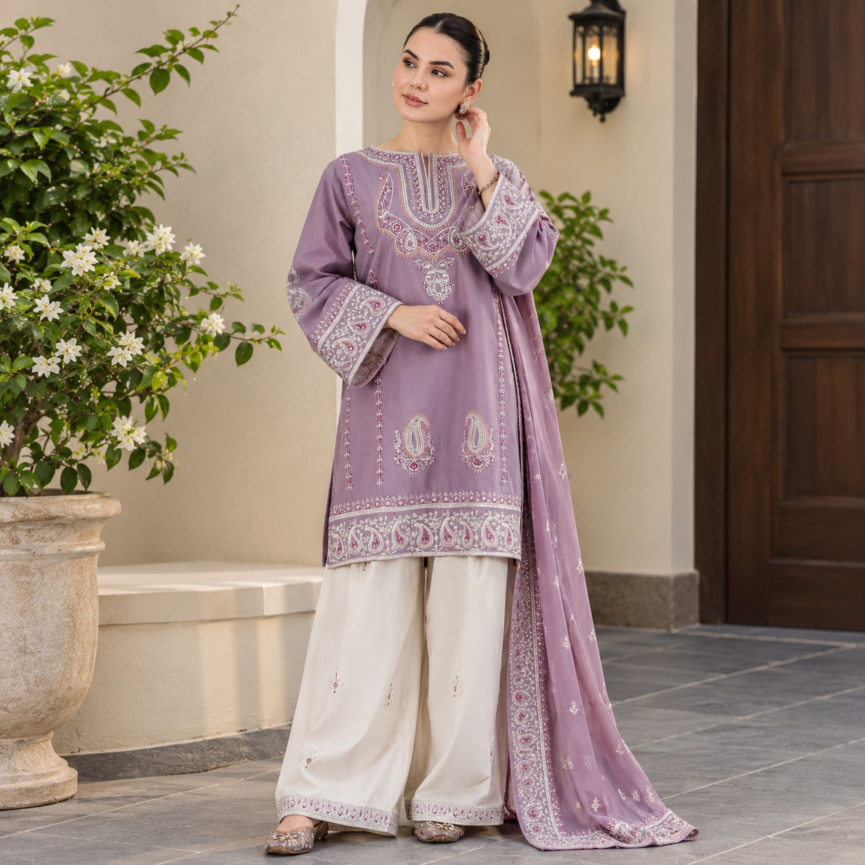 LF-MB52 Dhanak Fully Embroidered 2pc Embroidered Trouser As Well