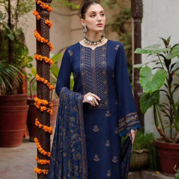 SR-MB605 Unstitched Embroidered Dhanak Wool Suit With Embroidered Dhanak Shawl