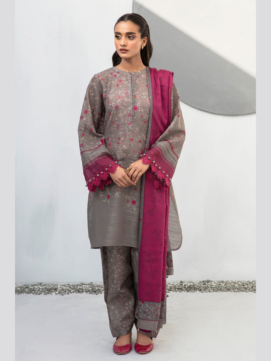 SR-BQ405 Digital Printed Khaddar 3Pc Suit With Digital Printed Khaddar Dupatta