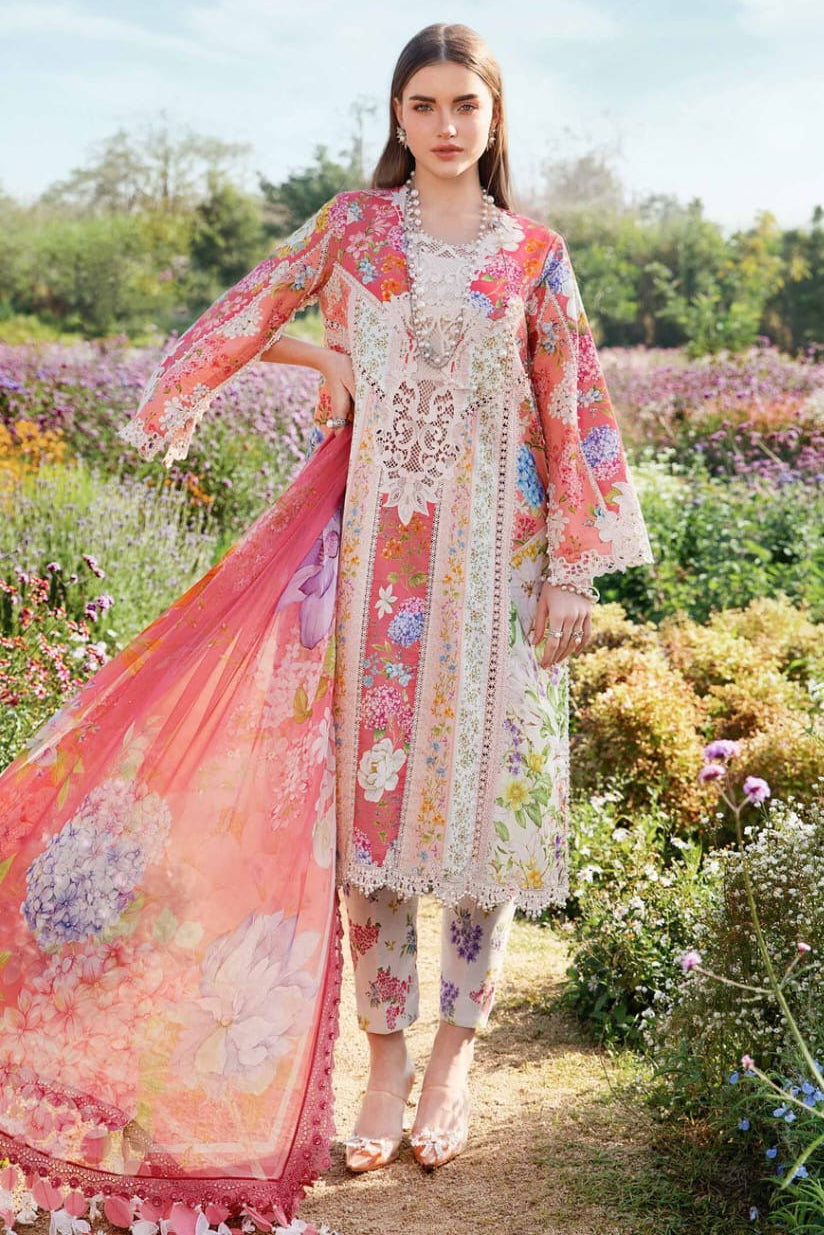 SR-MB468 Unstitched Digital Printed Lawn Suit 3pc With Voil Lawn Digital Printed Dupatta & Embroidered Patches
