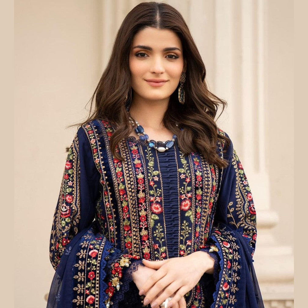 SR-MB965 Unstitched Embroidered Dhanak Wool Suit With Embroidered Dhanak Shawl