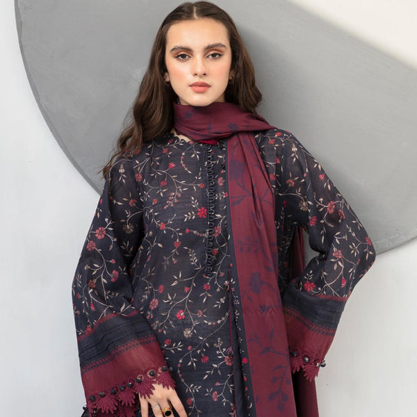 SR-BQ406 Digital Printed Khaddar 3Pc Suit With Digital Printed Khaddar Dupatta