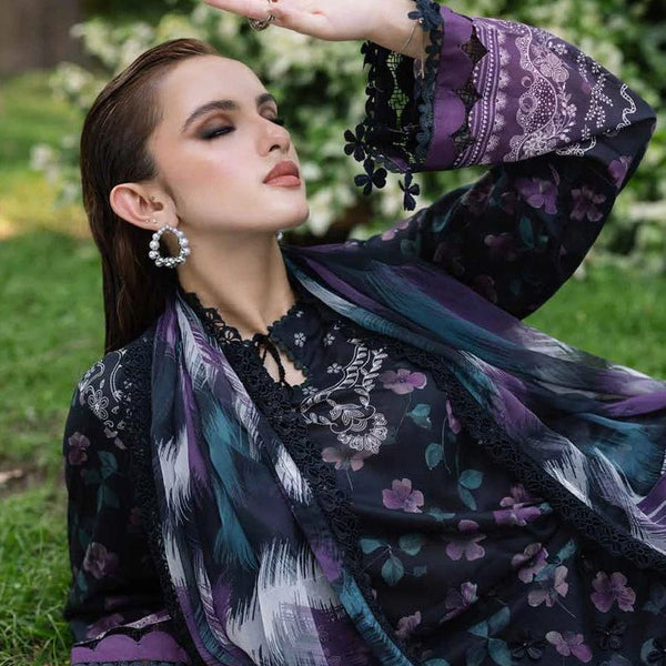 SR-BQ32 Digital Printed Khaddar Suit 3pc with Khaddar Digital Printed Dupatta & Embroidered Patches